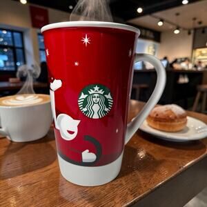 Starbucks Holiday Mug 16 oz Red Christmas Dog Coffee Cup 2011 EUC